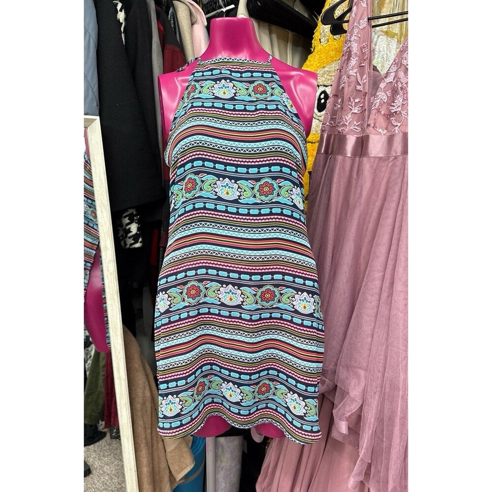 NY&CO Multicolor multi Pattern Halter Sleeveless Top with Side Slits size Medium
